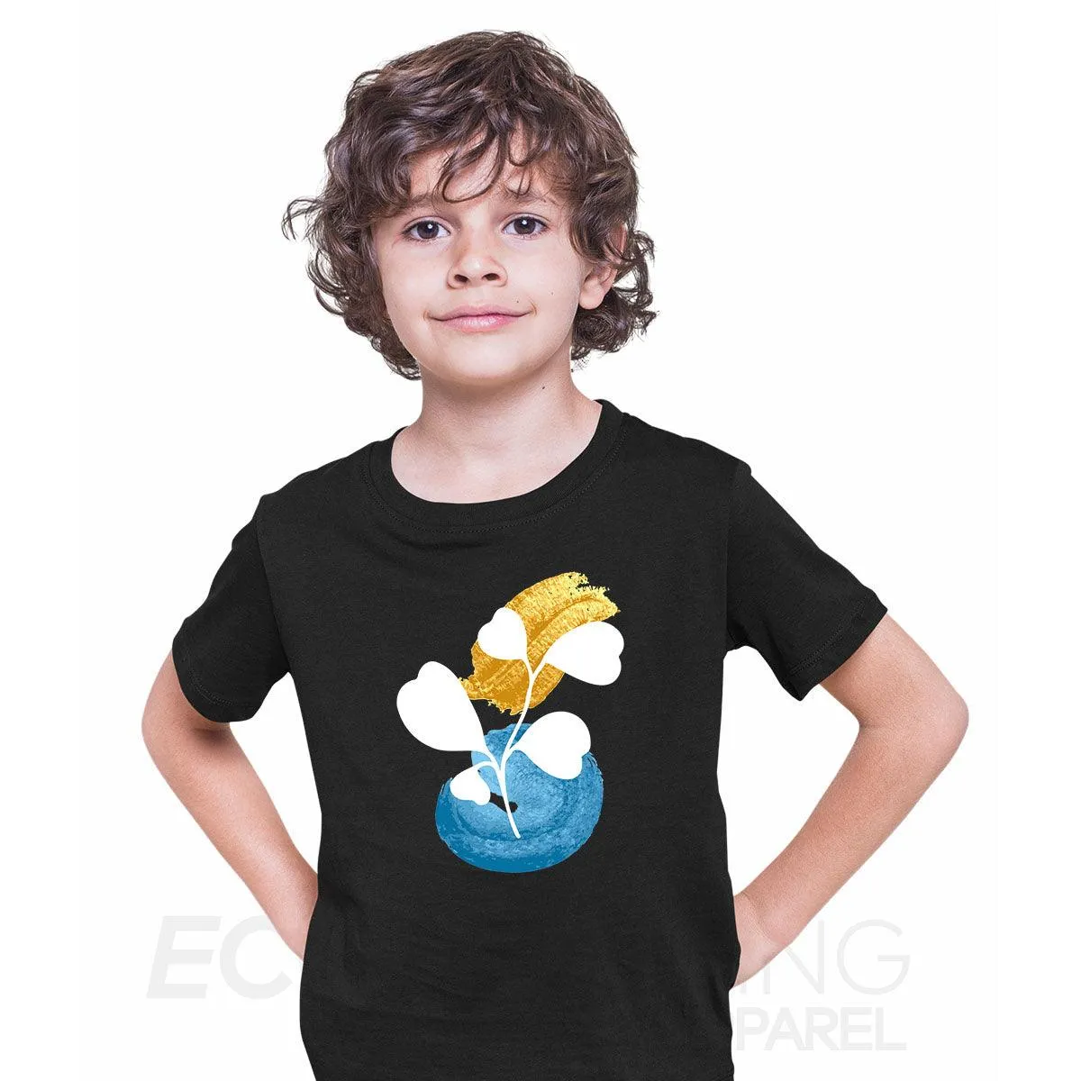 Botanical Blue Flower Plant Abstract T-shirt Novelty Crew Neck Birthday Summer T-shirt for Kids
