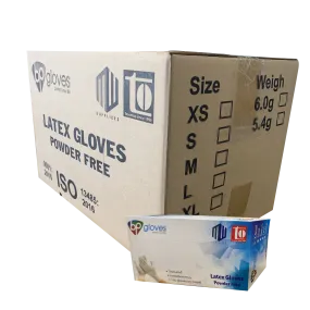 BP Latex Gloves, Powder-Free, size XS, CASE (Pk: 100 pcs/box, 10 boxes/case)