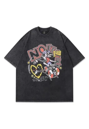 Creepy t-shirt psychedelic cartoon tee pop art top in grey