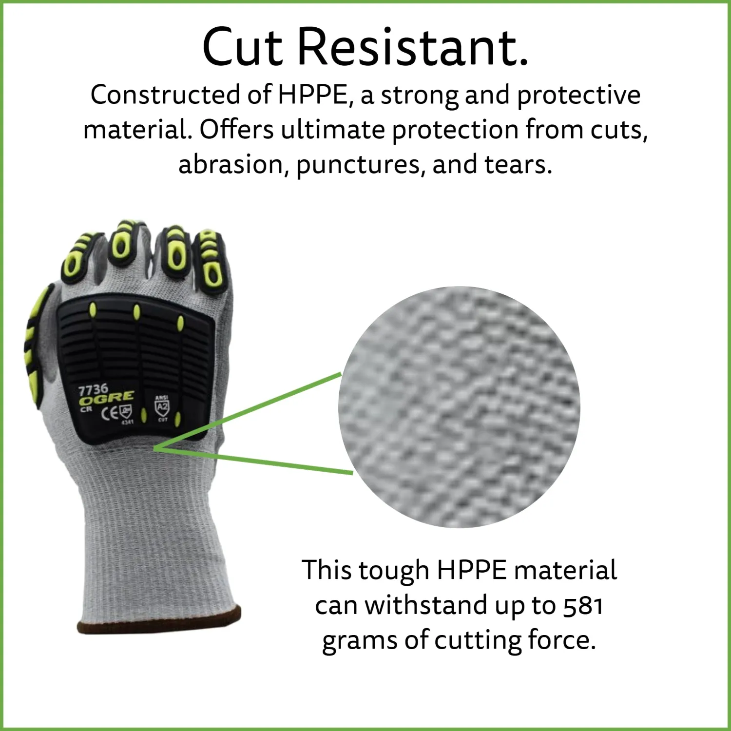 Cut-Resistant Impact Gloves, ANSI Cut Level A2