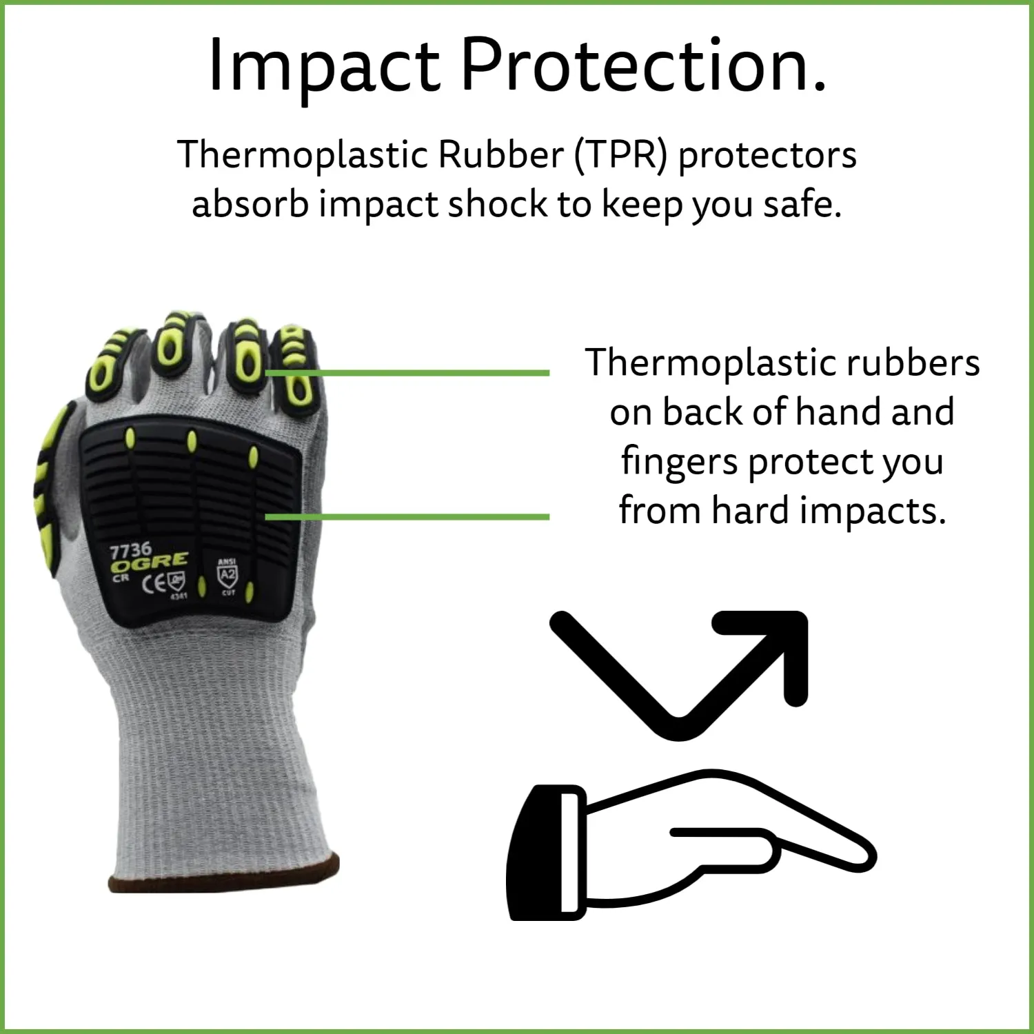 Cut-Resistant Impact Gloves, ANSI Cut Level A2