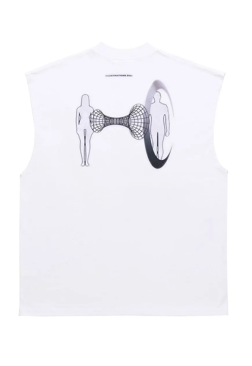 Geometric sleeveless t-shirt grunge tank top surfer vest