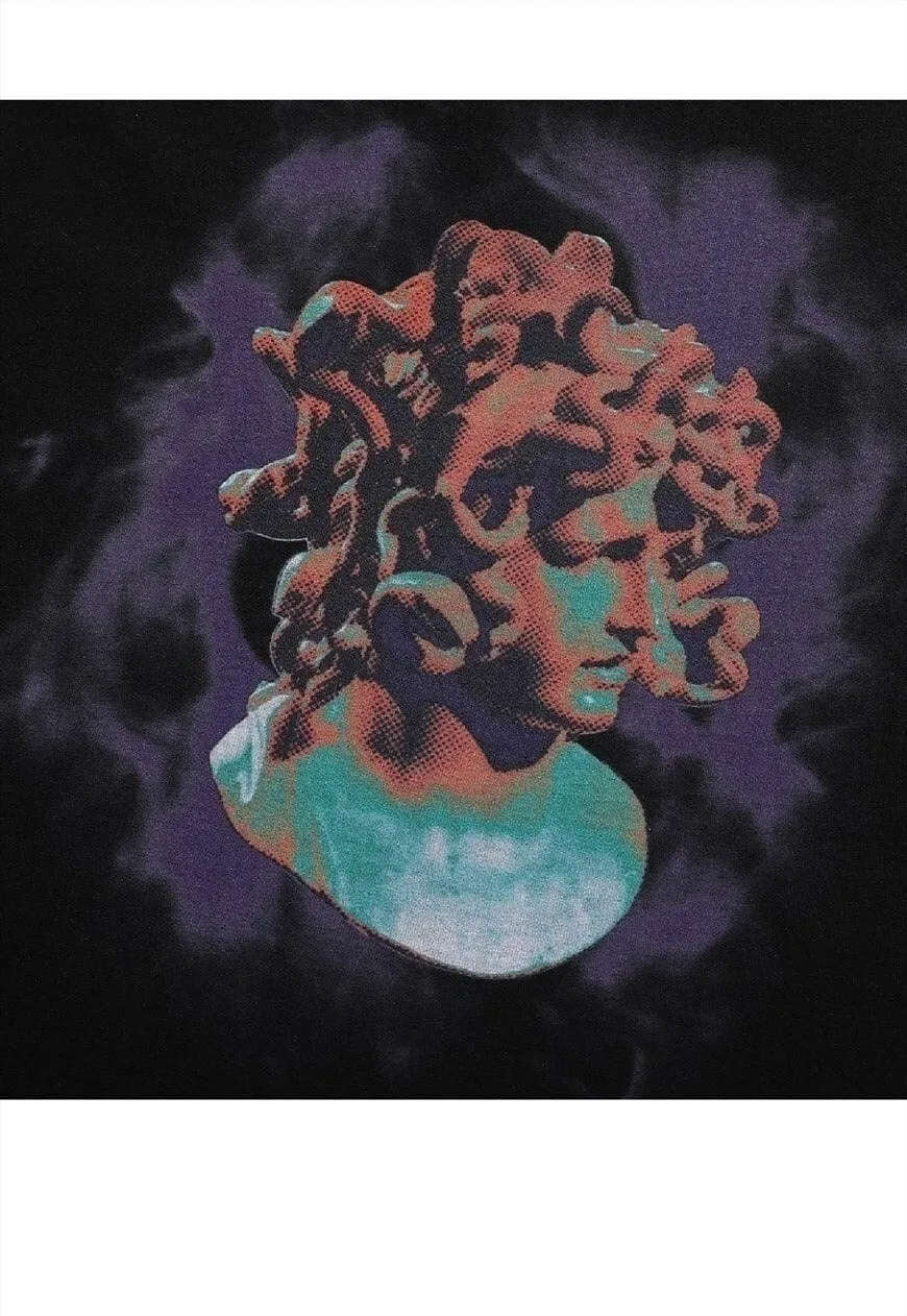 Medusa t-shirt retro statue top grunge smoke tee in white