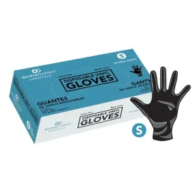 Olivia Garden Essentials Disposable Vinyl Gloves Black Vinyl Small