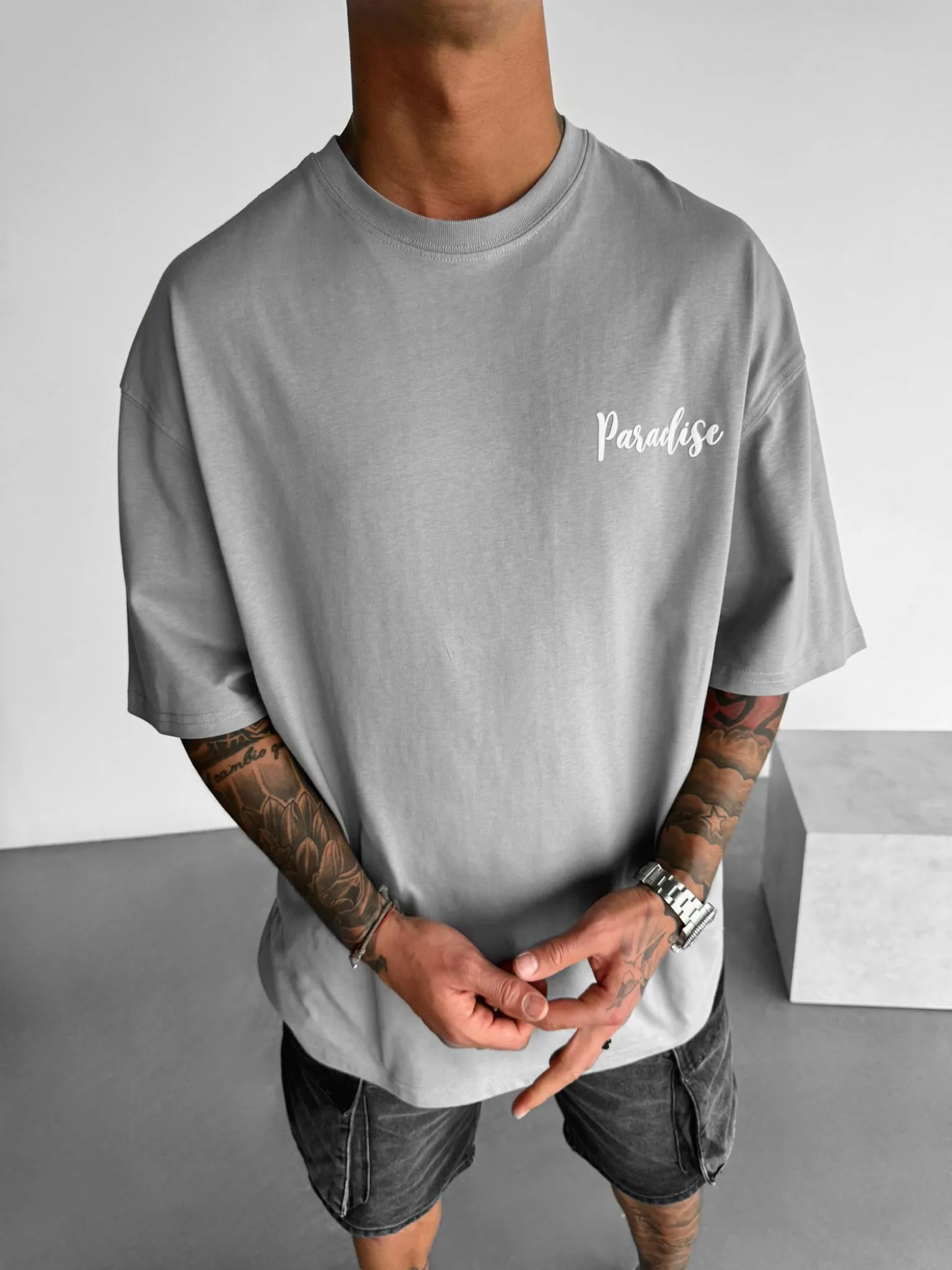 Oversize Parrot Paradise T-shirt - Grey