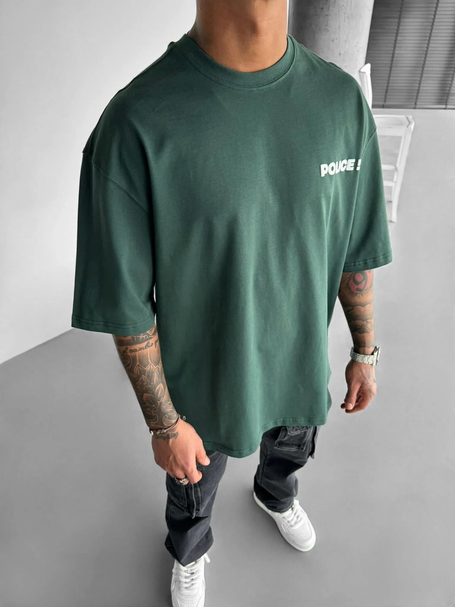 Oversize 'Warn a Brother' T-shirt - Petrol