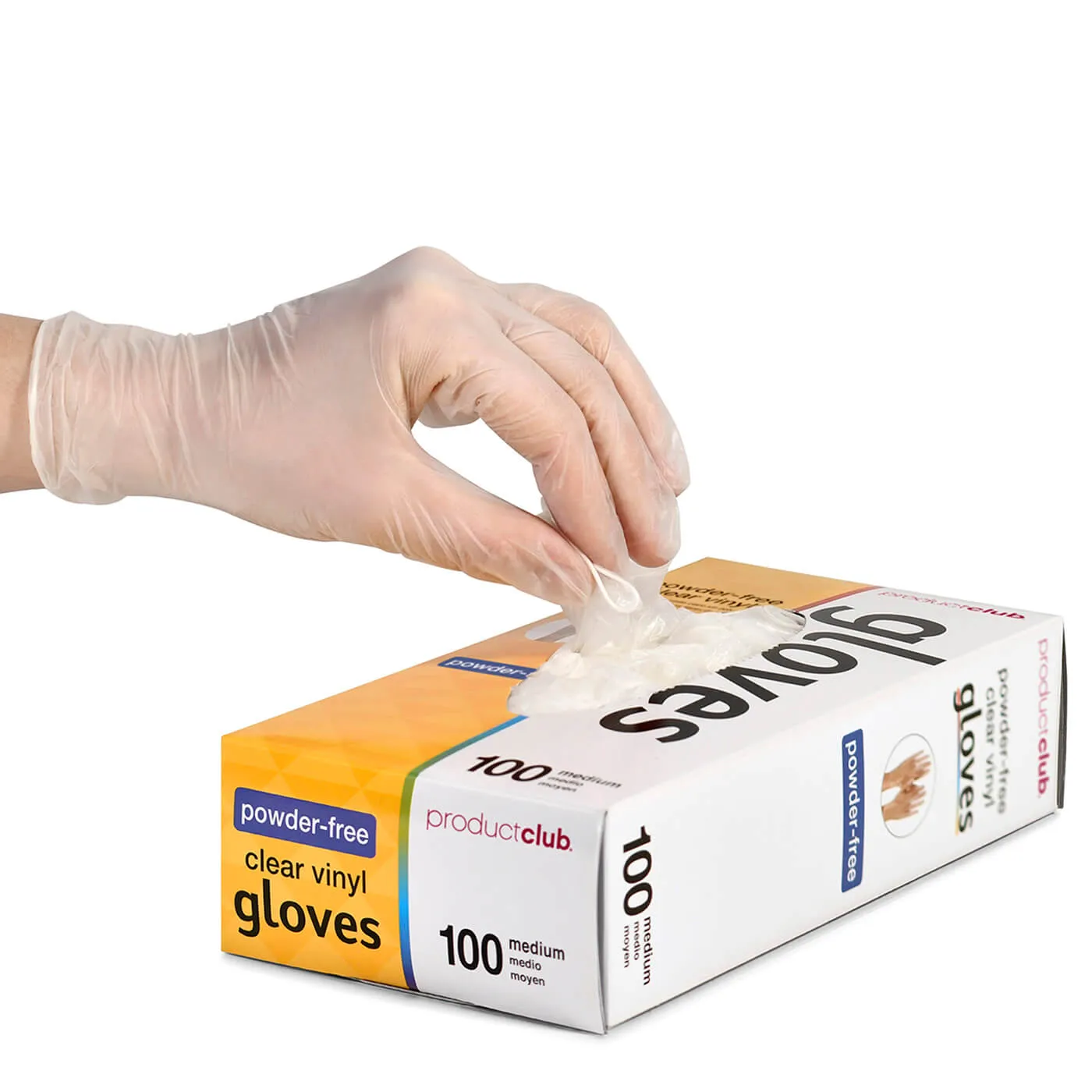 Product Club Gloves Vinyl Powdered Clear Medium Box/100