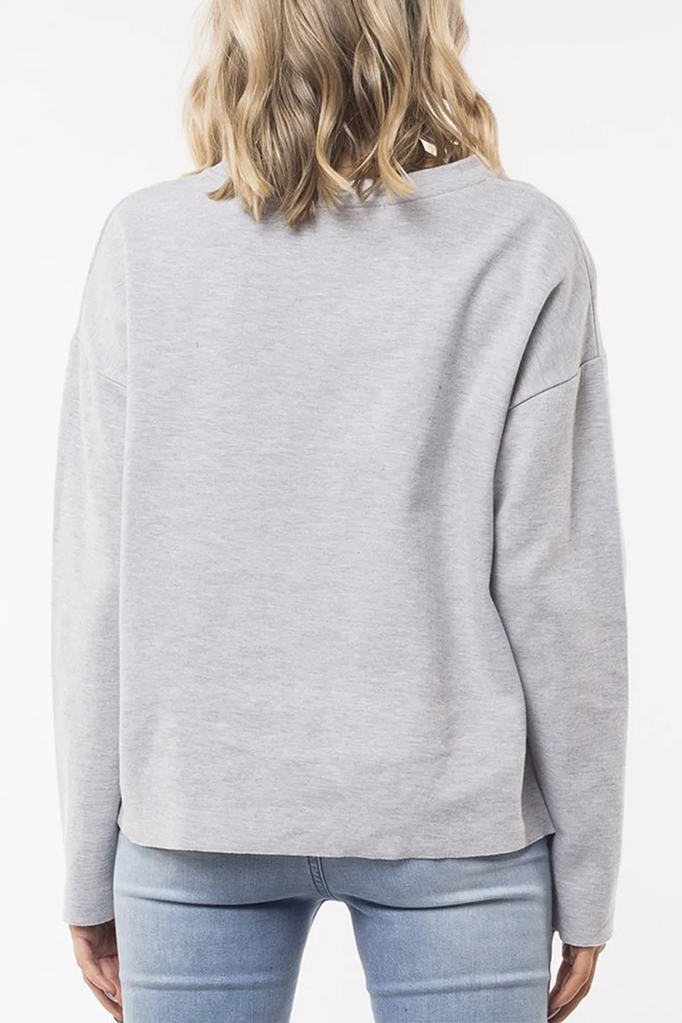 Rage LS Soft Raw Edge Grey Marle Crew