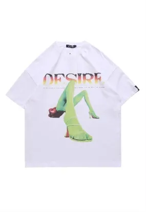 Raver t-shirt foot fetish top high heels print tee in white