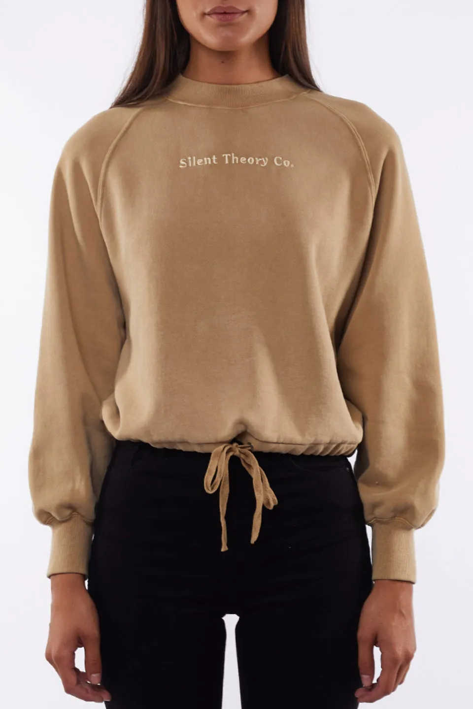 Sleek Brown Logo Drawstring Fleece