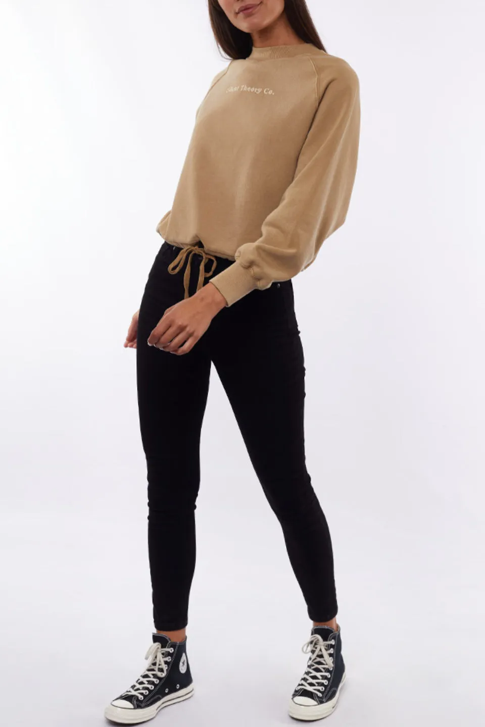 Sleek Brown Logo Drawstring Fleece