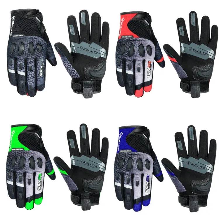 SULAITE Motorcycle Anti-fall Touch Screen Breathable Mesh Cycling Gloves, Size: L(Black Red)