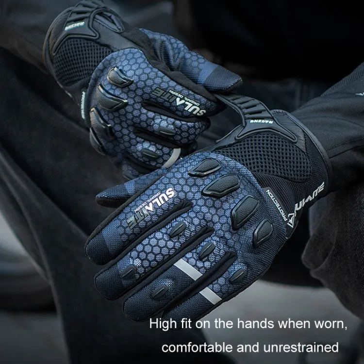 SULAITE Motorcycle Anti-fall Touch Screen Breathable Mesh Cycling Gloves, Size: L(Black Red)