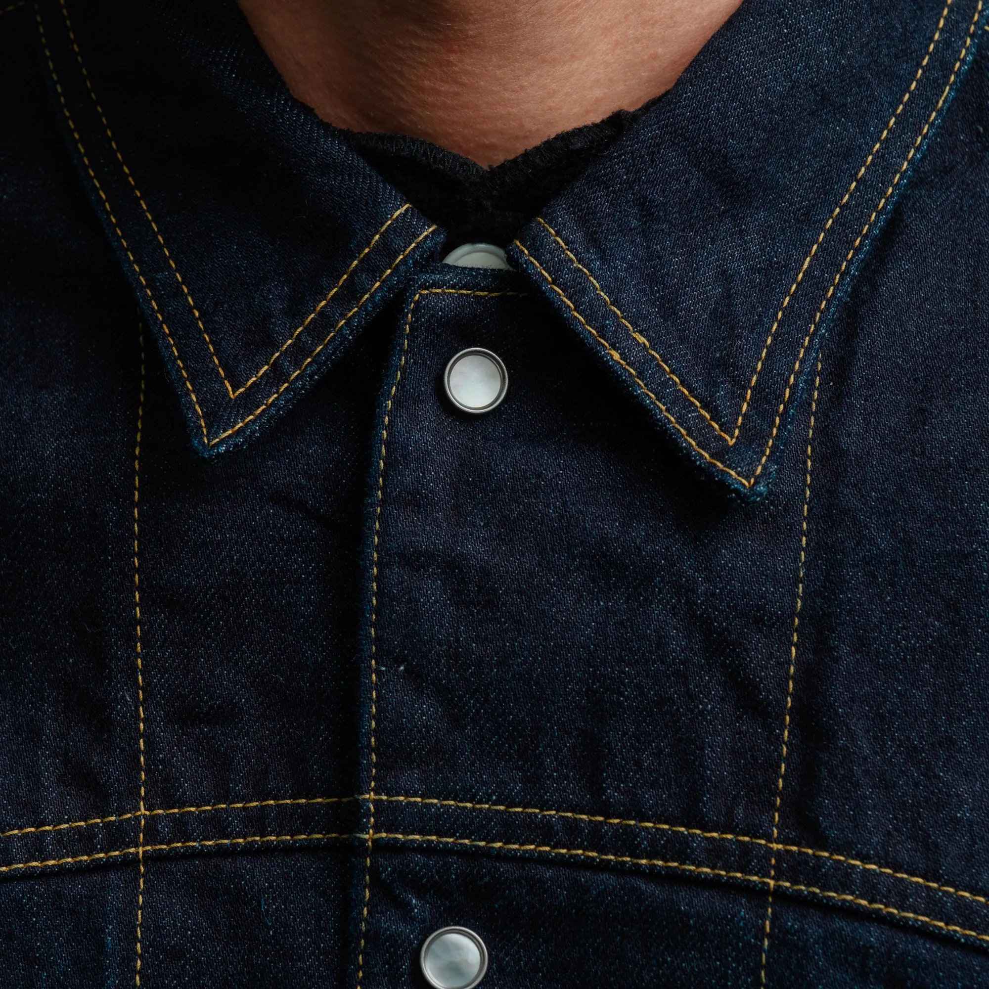 The Flat Head Denim Western Jacket Blue