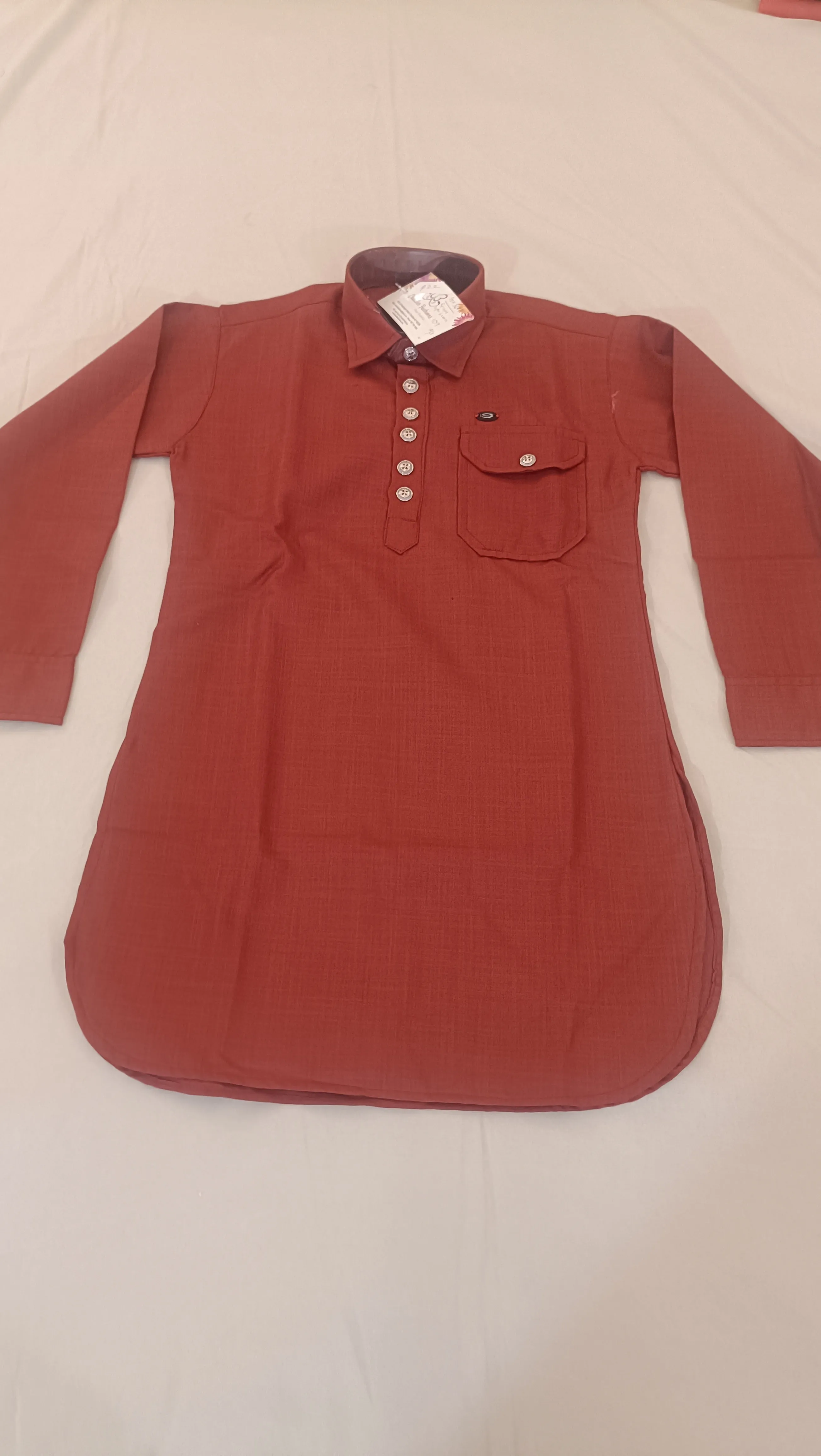 Traditional Red Color Designer Cotton Kurta Set For Kids