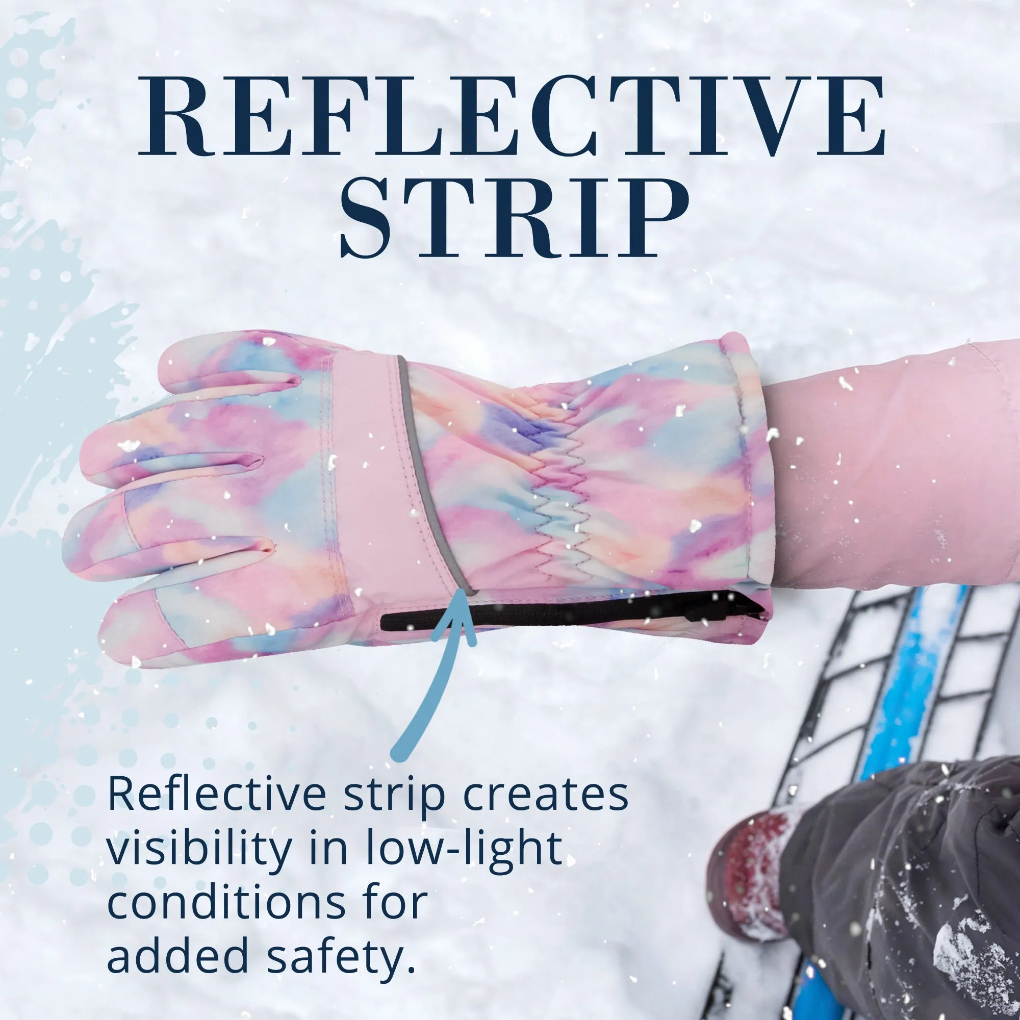 Winter & Ski Glove powered by ZIPGLOVE TECHNOLOGY | Pink Tie-Dye