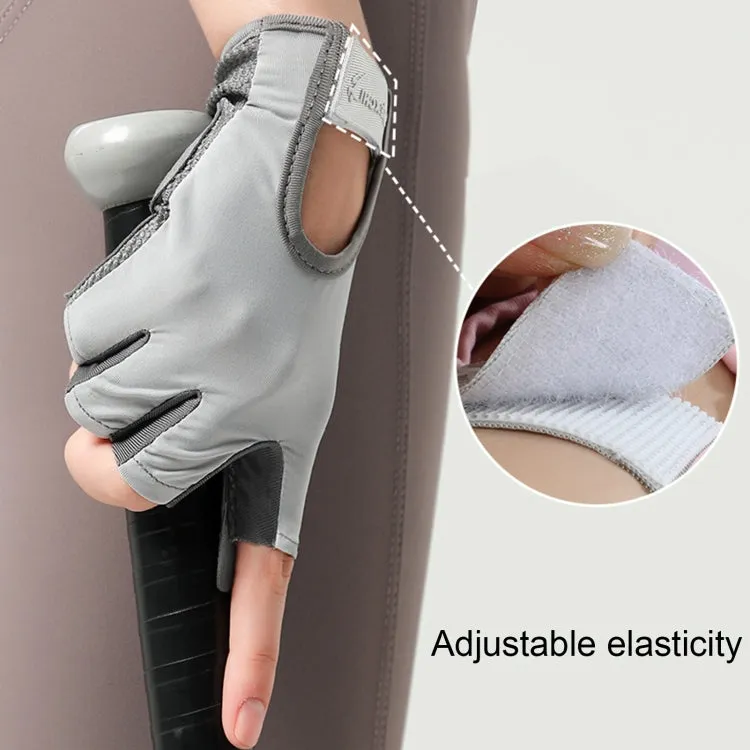 Yoga Sports Gloves Non-slip Shock-absorbing Half-finger Anti-cocoon Gloves, Size: M(Streamer Pink)